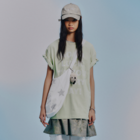 GOODBAI GOODEES蕾丝图案slogan印花oversize短袖T恤