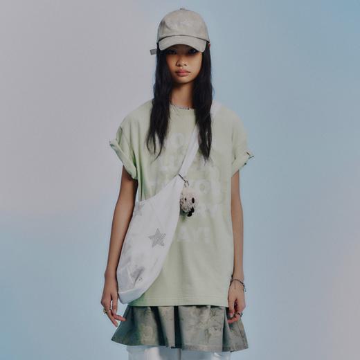 GOODBAI GOODEES蕾丝图案slogan印花oversize短袖T恤 商品图0