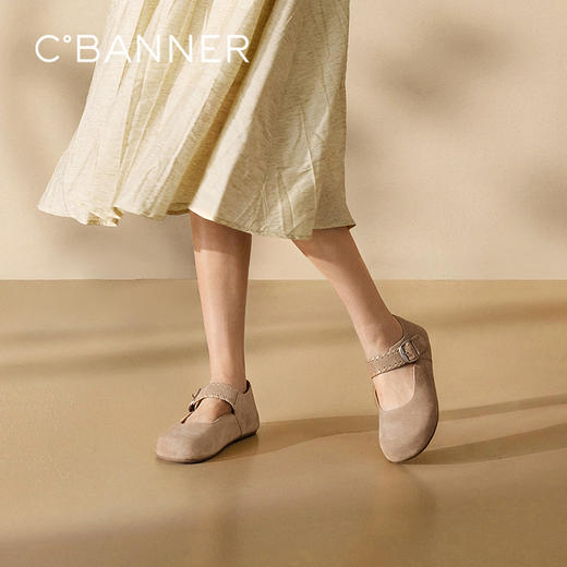 千百度全包勃肯鞋女款平底真皮玛丽珍鞋浅口舒适单鞋A25180982 商品图0