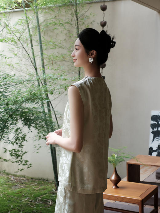 盛唐牡丹 |水绿八宝如意真丝上衣 商品图5