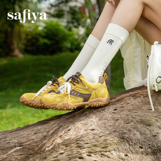 Safiya/索菲娅2025撞色复古双系带透气户外轻便休闲阿甘德训鞋SFD3112426 商品图4