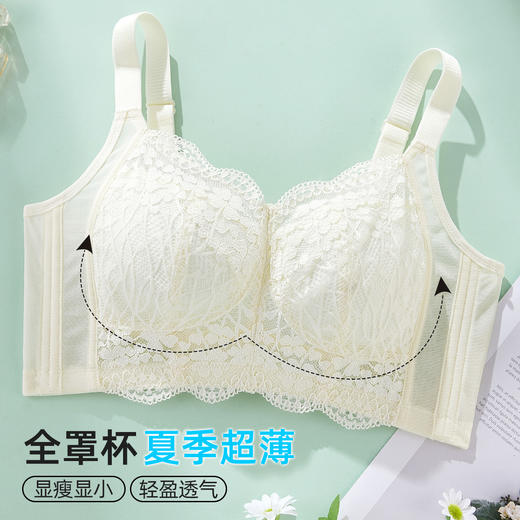 雅黛俪内衣女蕾丝大胸显小显瘦轻薄透气全罩杯收副乳无钢圈文胸 商品图1