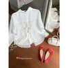 <曾小咸推荐>法式白色蕾丝蝴蝶结防晒衬衫 商品缩略图1