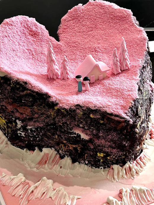 粉色心形岛屿微景观定制主题款 - 海绵戚风蛋糕 （需提前预定哦，下单咨询客服） 商品图1