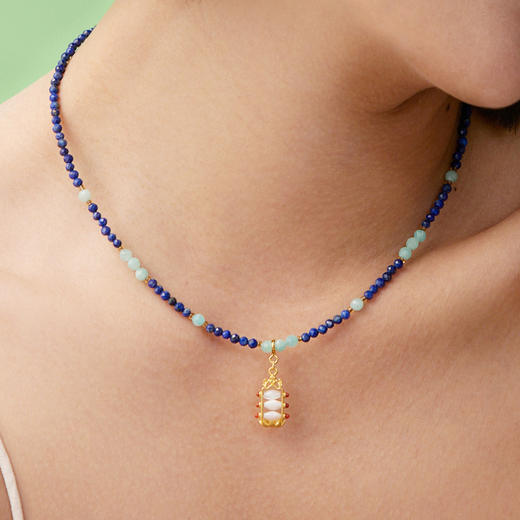 Manreya“蓝色诗序”天然石项链银镀金项链 商品图4