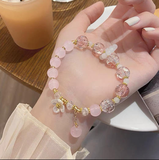 仙女风甜美清新多彩玻璃珠手串ins花朵手链小礼品（颜色随机） 商品图1