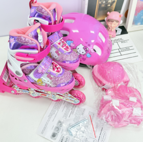 【特价不退换，尺码选择好】特价清仓hello Kitty 蜘蛛侠正版溜冰鞋全套