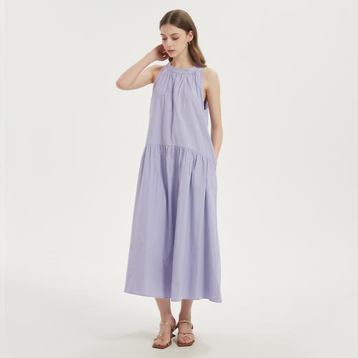 【2件9折】【Petit Bari】(多色)法式度假风挂脖连衣长裙连衣裙 商品图0