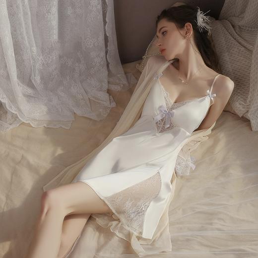【YW】无忧购纯欲甜美顺滑缎面睡裙网纱外袍套装XK5319（截单后3-5天发货) 商品图4