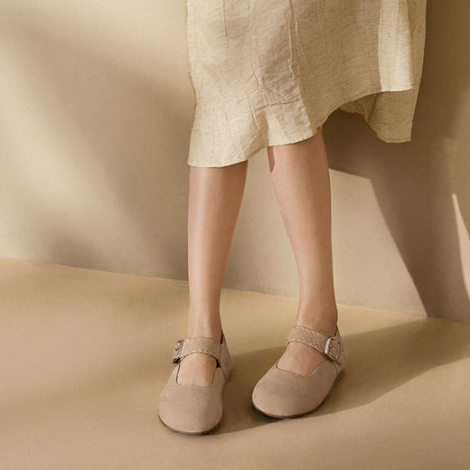 千百度全包勃肯鞋女款平底真皮玛丽珍鞋浅口舒适单鞋A25180982 商品图2