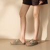 千百度厚底休闲勃肯鞋凉拖鞋女真皮平底外穿增高凉鞋A25357305 商品缩略图2