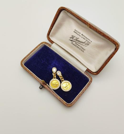 古董科沁金币黄金配钻石耳环 商品图3