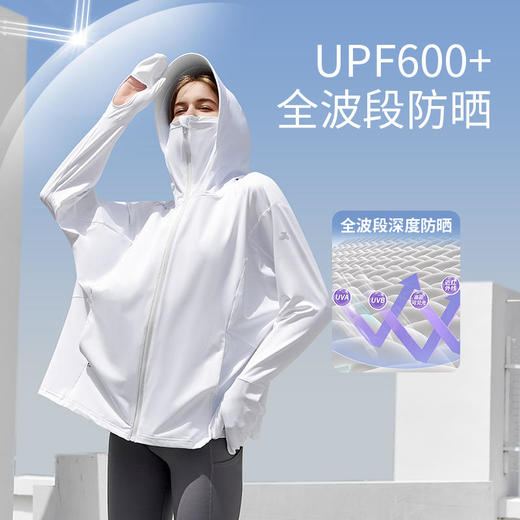 自带手套女款【德国、日本等全球33国高防晒认证】素湃Supield指尖护手背防晒衣F588弧形大帽檐头面颈一体防护加长扣指袖口设计双色可选 商品图3
