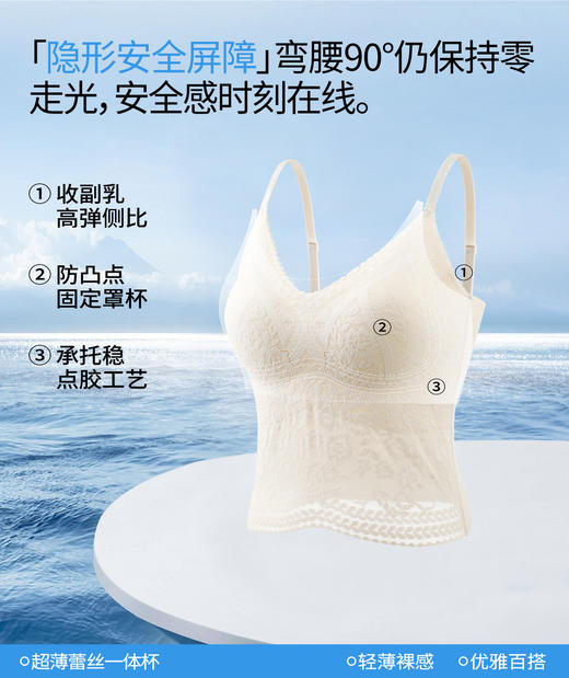 芬腾可安正品“冰感豆腐皮”蕾丝轻塑内衣一体背心 商品图5