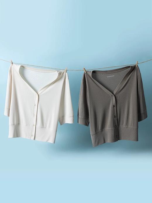 【醋酸外穿】SCHIESSER德国舒雅女士醋酸罗纹V领外穿上衣31/25044U 商品图1