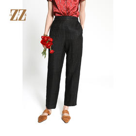 佐尔美春夏新款气质新中式国风优雅100%桑蚕丝莨绸长裤女M42KS11