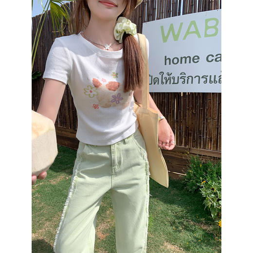 <曾小咸推荐>小花正肩显瘦减龄圆领短袖T恤 商品图1