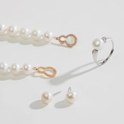 礼兰 【赠胸针+丝巾】淡水珍珠耳钉戒指项链套装 商品图2