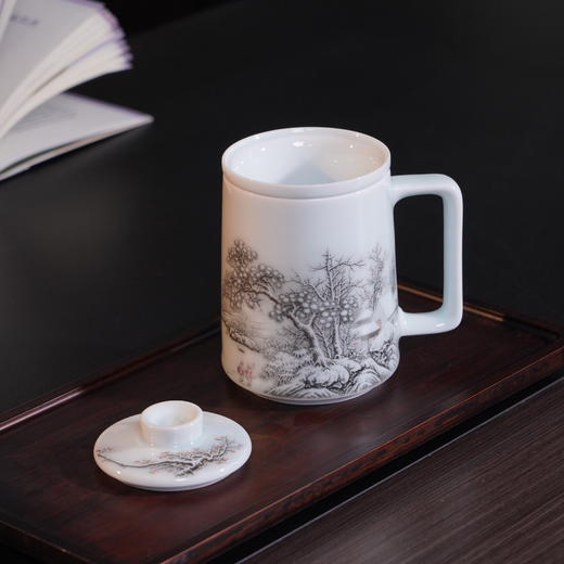 昌南大师景德镇陶瓷《瑞雪兆丰年》茶水分离杯 商品图1