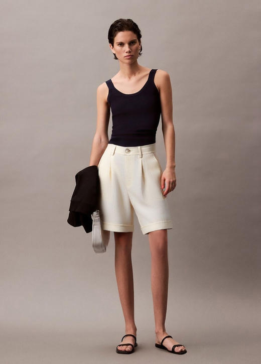 官网850！莱赛尔天丝亚麻中高腰阔腿短裤女宽松透气薄款垂感休闲显瘦五分裤 商品图10