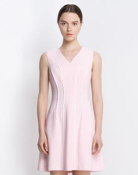 4894415289800  宝姿PORTS  粉色都市时尚V领无袖连衣裙