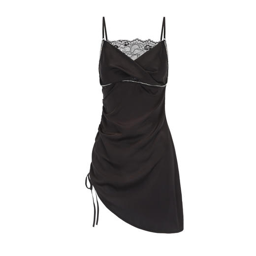 【YW】无忧购纯欲冰丝睡衣性感深V蕾丝激情火辣不规则吊带裙家居服4989（截单后3-5天发货) 商品图4