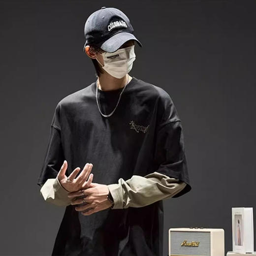 裁缝学苑MQ67圆领假两件卫衣纸样男装长袖T恤样板版型图纸 商品图3