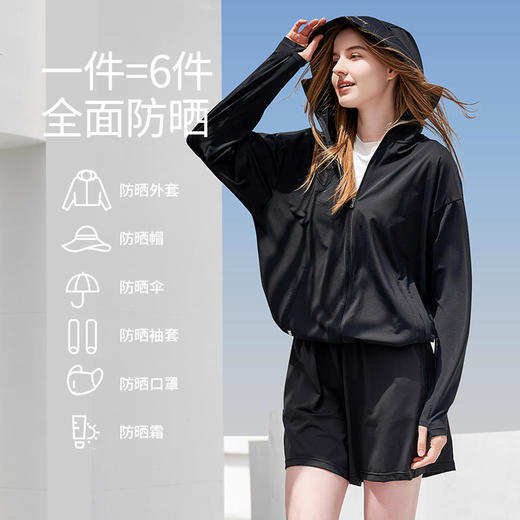 宽松版男女款【德国、日本33国认证】素湃Supield落肩宽松版防晒衣F587宽松蝙蝠袖版型干脆利落面料透气凉感下摆抽绳设计多角度防晒 商品图5