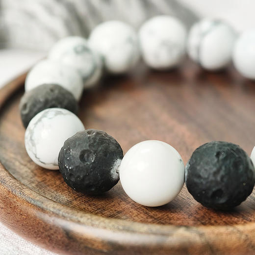 易祈吉祥五行补金系列白松石手链银曜石饰品送礼男女款手串礼物 商品图2