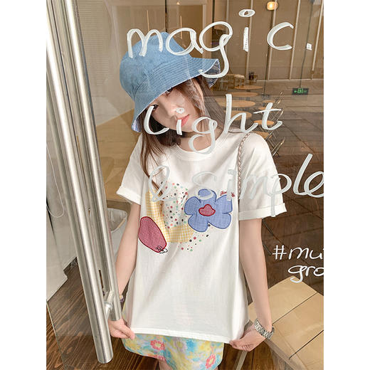 <曾小咸推荐>现货秒杀！卖完不补 ！微信打折价！碎花贴布短袖T恤 日常119.99/件 立减60 秒杀59.99/件！！ 商品图3