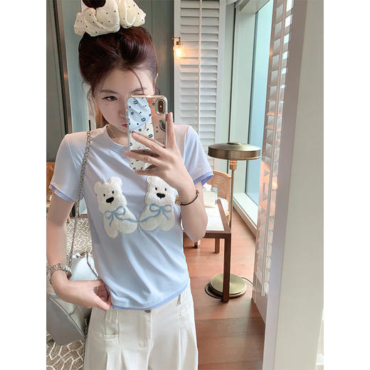 【129元任选2件】现货秒杀！针织贴布绣小狗短袖T恤 商品图1