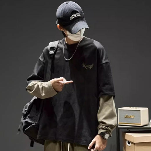 裁缝学苑MQ67圆领假两件卫衣纸样男装长袖T恤样板版型图纸 商品图4