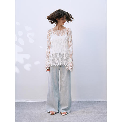 UMILAB【拓风】亚麻棉轻薄透气直筒微喇夏季浅色牛仔裤BP1268M 商品图1