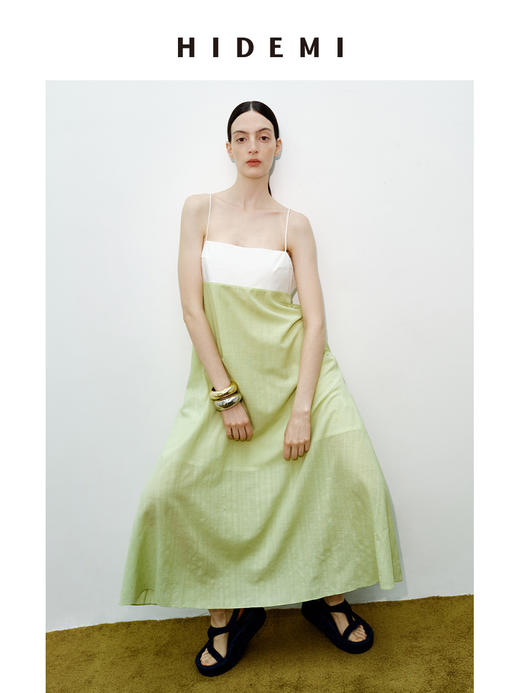 HIDEMI 度假系列进口天丝拼接设计感抹胸式吊带连衣裙 商品图2