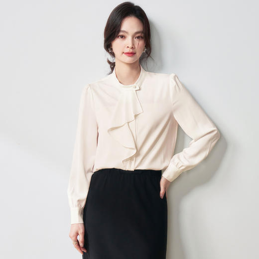 25春轻职场温柔风不规则飘带衬衫设计感OL通勤职业长袖衬衣！ 商品图2