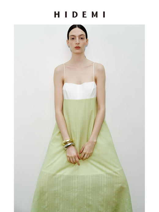 HIDEMI 度假系列进口天丝拼接设计感抹胸式吊带连衣裙 商品图3