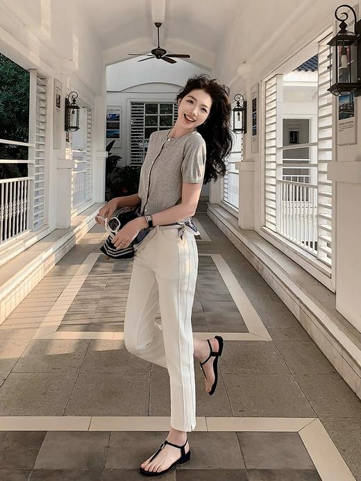 美洋同款新款夏日百搭马骝水洗牛仔裤丹宁360°弹力修身九分烟管裤 商品图4