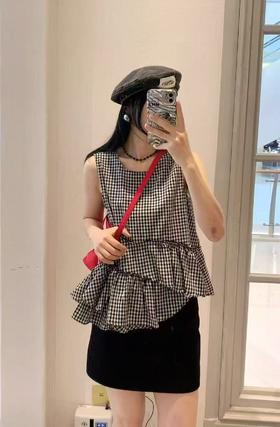 【门店同款】ENJOY夏季“后花园”韩系格纹上衣 162593671