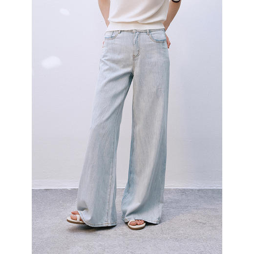 UMILAB【拓风】亚麻棉轻薄透气直筒微喇夏季浅色牛仔裤BP1268M 商品图0