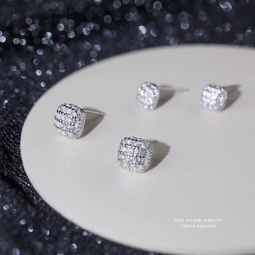 【方糖夜空】S999纯银方糖满天星耳钉【YXS-E5451】 商品图3