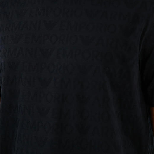 EMPORIO ARMANI 阿玛尼 男士字母徽标压花棉质圆领短袖T恤 深蓝色 3D1TH5 1JORZ 0920 商品图3