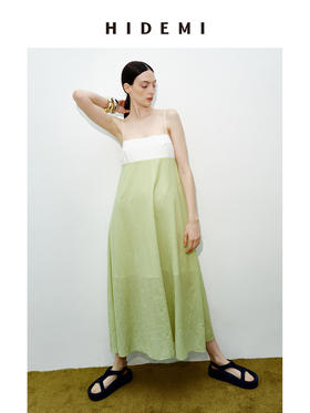 HIDEMI 度假系列进口天丝拼接设计感抹胸式吊带连衣裙