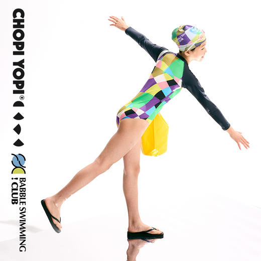 chopiyopi童装 儿童俱乐部印花长袖泳衣 商品图6