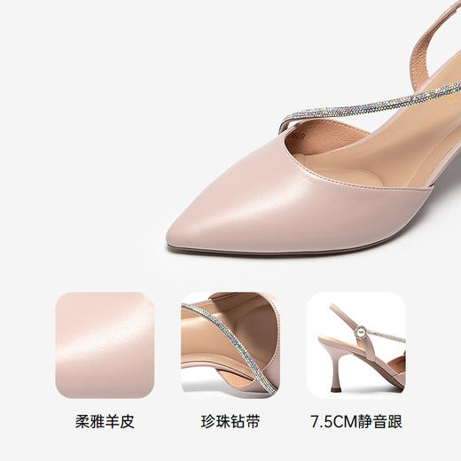 【静音系列】千百度细高跟包头时装凉鞋女新款后空绝美凉鞋A25257793 商品图3