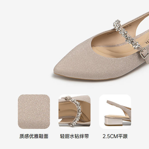 千百度低跟水钻时装凉鞋女款后空玛丽珍包头绝美凉鞋A25237009 商品图3