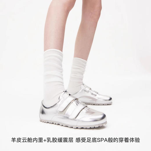 lost in echo2025春夏新款时尚魔术贴轻便薄底真皮运动鞋赛车鞋女 商品图3