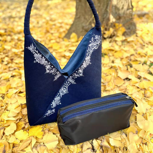 【预售3天】复古原创手工扎染刺绣古风汉服帆布子母包民族风包女YWV03 商品图2