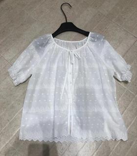 【门店同款】ENJOY夏季“后花园”波浪花边系带上衣 162505378