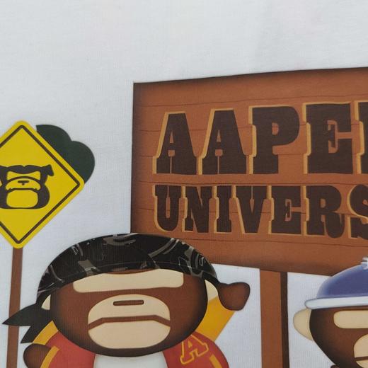 点此购买 AAPE猿人指示牌字母logo图案印花休闲男女情侣圆领短袖T恤 LL 318553 商品图5