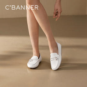 千百度羊皮轻便豆豆鞋女款通勤小皮鞋上班舒适乐福鞋A25181732